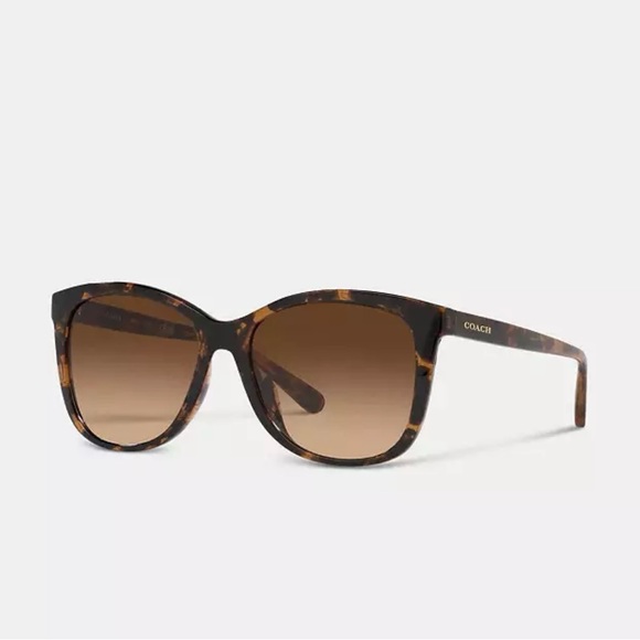 😎COACH- Geometric Sunglasses, Dark Tortoise, Preowned - Picture 1 of 13